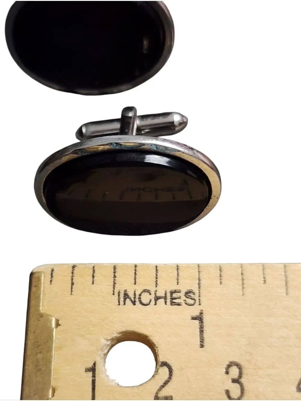 Oval Black Onyx Silver-Trim Cufflinks